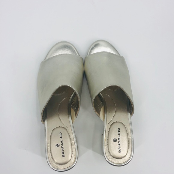 ✨Bandolino Silver Mule Heels / Sandal Slides 👡 - Picture 7 of 14